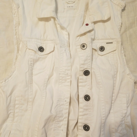 BullHead Womens White Jean Jacket Large Slim Fit - Picture 3 of 4